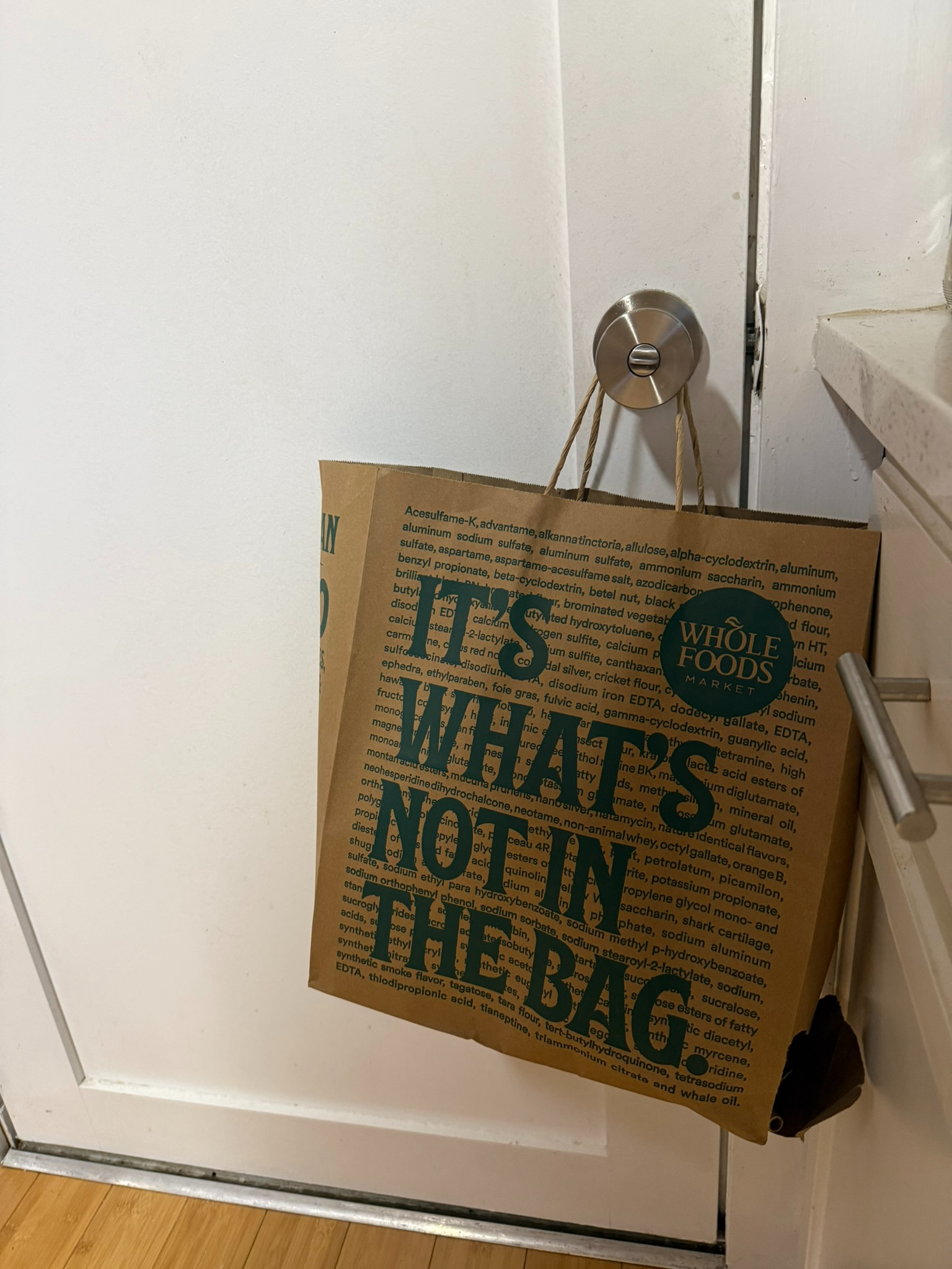 Paper bag used to collect recycling