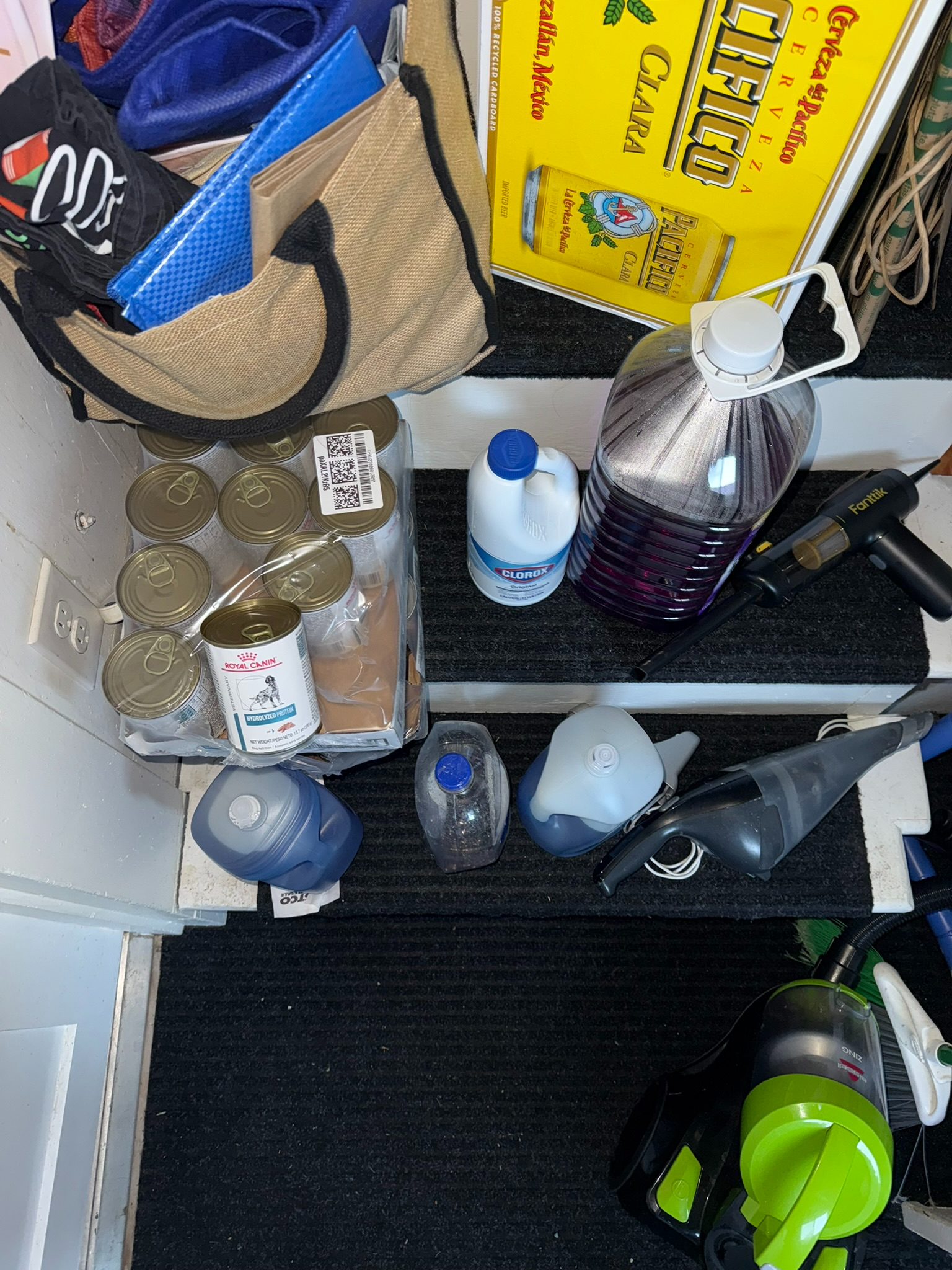 Wet food stored behind the back door